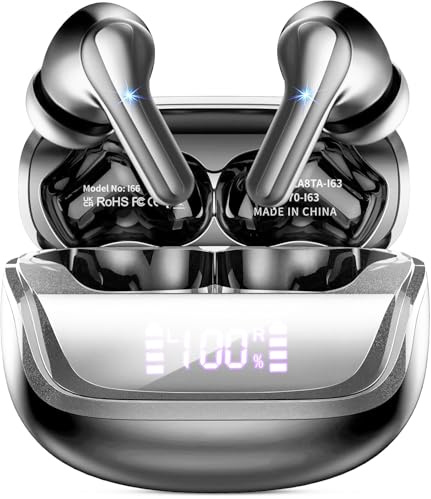 Donerton Cuffie Bluetooth 5.4, Auricolari Stereo HiFi con 4 HD Mic, Cuffie Wireless 45 Ore LED Display, in Ear Cuffiette Bluetooth con Cancellazione Rumore, Cuffie Senza Fili IP7 Impermeabile