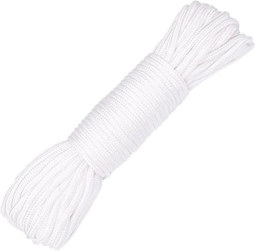 20M Roman Blind Cord 3mm Replacement Curtain Track Cord White Braided Blind String Cord Picture Cord Lift Shade Cord Picture Hanging Cord Nylon Braided Cord 1 Pack.
