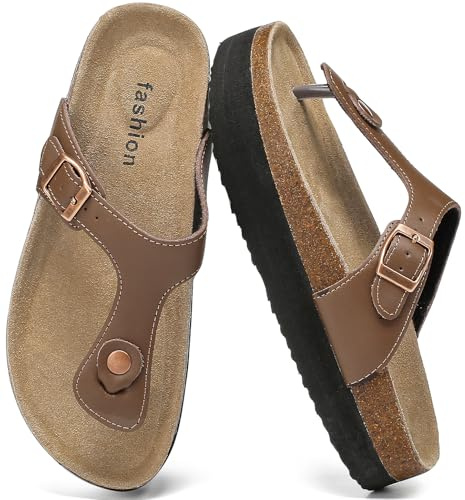 Foinledr Infradito con Piattaforma per Donna, Ciabatte Estive Comode per Spiaggia e Casa, Sandali Ortopedici per Giardinaggio e Trekking, Muli con Suola in Legno