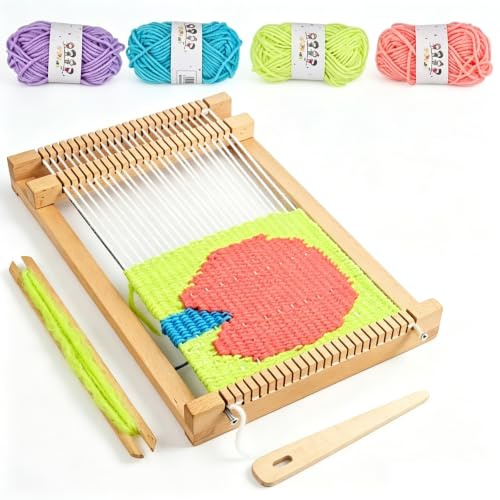 HIKPACKER Wooden Weaving Loom Kit Portable Mini Hand Weaving Frame
