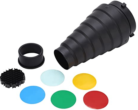 Kuuleyn Blixt Spotlight Kondensor med Honeycomb Grid 5 Färgfilter Belysningstillbehör för professionell studioporträtt Produktfotografering