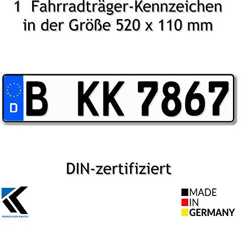 Euro-Kennzeichen | Kfz Kennzeichen DIN-zertifiziert für Deutschland (520x110 mm) (schwarze Schrift)