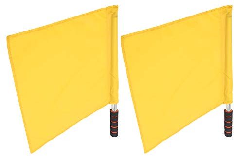 FASJ Drapeau de Juge de Ligne, 2pcs Couleurs Vives Drapeau de Juge de Touche en Acier Inoxydable pour Le Football pour Le Football(Yellow)