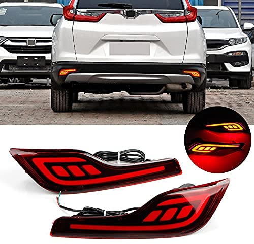 WIQIMIYI Red LED Rear Bumper Reflectors Fog Brake Rear bumper lights Tail Light Lamps Kit for 2019 2018 2017 Honda CRV CR-V Accessories (Two Functions)