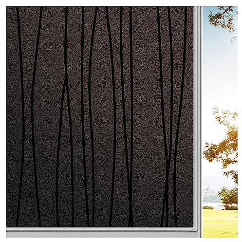 Finnez Pellicola per vetri oscuranti Pellicola per vetri statica Pellicola per vetri opaca Pellicola decorativa anti-UV con motivo a strisce irregolari 44,5 x 400 cm Nero