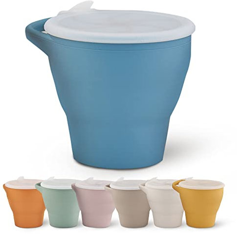 Snack Becher - praktische Aufbewahrung Snacks unterwegs - mit Deckel - Snack Cup (blau)