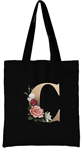 26 Letter Printed Canvas reusable grocery bags, Foldable Casual Travel HandBag, Shoulder Beach Tote Bags, Shopper bag eco friendly super strong washable Storage bags Shopping bag Canvas bag for Women