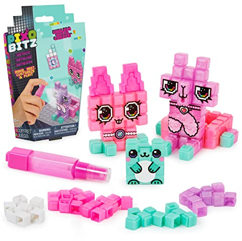 Pixobitz, Paquete metálico con 156 Cubos Que se pegan con Agua, Adornos y Accesorios, Creaciones en 2D y 3D sin Calor, Juguete de Manualidades para niños