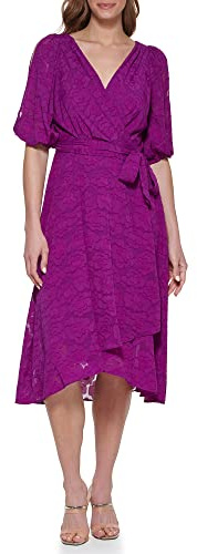 DKNY Vestido Cruzado sintético para Mujer, Magnolia, 44