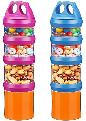 BeneLabel Boîtes à Goûter, Ensemble de Récipients à Collations Empilables de Nourriture 31oz/917ml Empilable Noix Formule de Bonbons Distributeur d’articles de Voyage, Sans BPA & étanche, Rouge/Bleu