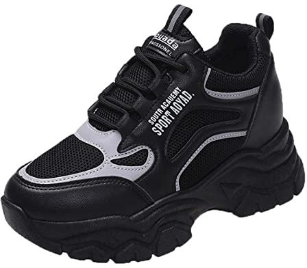 MIXSEN Baskets Femme Compensées Baskets Mode Compensées Montante Sneakers Tennis Chaussures Femmes Talon Compensées(Noir,39)
