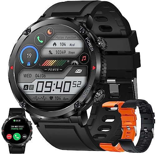 Smartwatch Män med Telefonfunktion, Fitness Tracker 1,6 HD Pekskärm, Smartklocka med Sömnmonitor Pulsmätare, Starkt 600 mAh-batteri, Fitnessklocka Armbandsur för Android IOS (Svart)