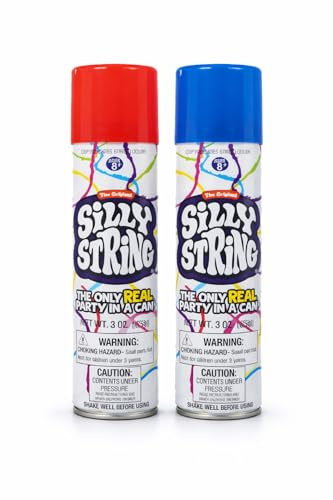 The Original Silly String! Silly String Confezione da 2, colori assortiti, lattina grande da 85 g - L'unica vera festa in lattina! Be Silly! Spara oltre 4,5 m!