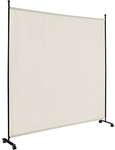 GIANTEX Paravent Raumteiler innen auf Rollen Trennwand Sichtschutz 1 teilig 184x184 cm Raumtrenner klappbar Spanische Wand freistehend mit Breiten Füßen Stellwand aus Stoff Privatschutz