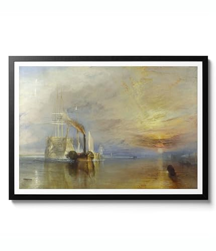 The Fighting Temeraire Print by J. M. W. Turner, Romantic Sunset Sea Landscape Wall Art, Vintage Decor Poster, Archival Matte, A3 (Framed) - 42x29.7cm