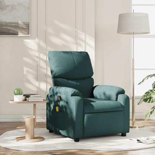 Gecheer Poltrona Massaggiante,Relax,Reclinabile,da TV,per Anziani,in Tessuto,Verde Scuro,con Poggiapiedi,75x99x99 cm,Poltrona Reclinabile,Poltrona da TV,Poltrona per Anziani,Poltrona da Massaggio