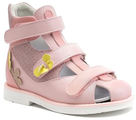 Sandales orthopédiques pour enfants avec soutien de la voûte plantaire et de la cheville, chaussures fermées à dos haut pour enfants Rose EU 30