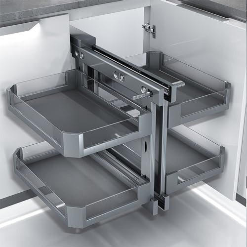 SJDUYD Organizer estraibile per armadietto ad angolo cieco da cucina con 4 cestelli, organizer estraibile per armadietti, organizer estensibile per armadietto dispensa 800