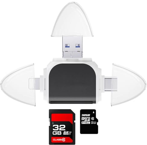 AVCXEC Lettore di Schede SD, Multi-Porta 4 in 1 Lettore Schede SD, Lettore SD/TF e Adattatore USB Type C Micro USB OTG, SD card reader con iPhone 15 Series, MacBook Pro/Air, iPad Pro ecc (A)