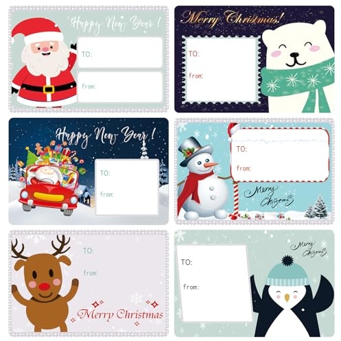 90 Christmas Label Stickers 70 x 50 mm Christmas Envelope Labels - Merry Adhesive & Decoration Stickers