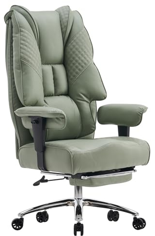 EXCEBET Fauteuil de Direction en Maille 180kg - Chaise de Bureau Ergonomique Grande Taille avec Assise 14 cm à Ressorts Ensachés, Fauteuil Gamer Respirant pour Télétravail (Vert Clair)