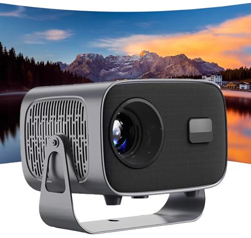 bärbar projektor, filmprojektor med autofokus och keystone, 4K Full HD 1080P WiFi Bluetooth, 200'' skärm, keystone-korrigering, 360° rotation, vision beam-projektor för hemmabio