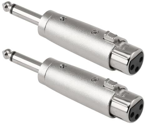 QTMMC Confezione da 2 adattatori professionali da XLR a jack mono da 6,35 mm da 6,35 mm mono maschio a jack XLR femmina a 3 pin, adattatore convertitore adattatore audio stereo per microfono