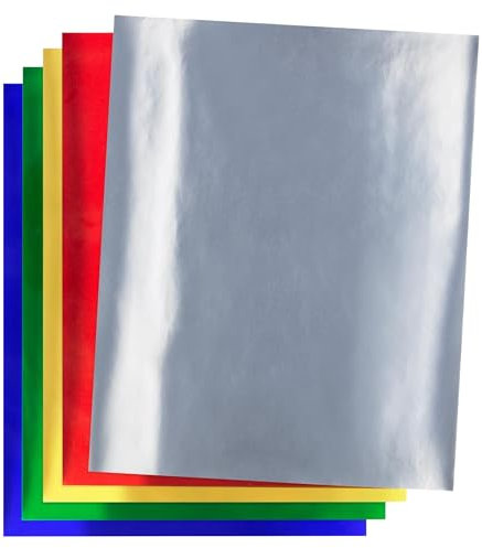 Hygloss Metallic Foil Paper - 100 Sheets 5 Assorted Colors Shiny Papers - 10 x 13 Inches - Ideal Foil Papers for Crafts - Shiny Craft Paper Sheets