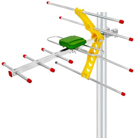 Antenne TV numérique d'extérieur pour Freeview - Antenne Longue portée pour réception HD 4K/1080p, Signal UHF/VHF, conçue pour la météo Britannique, Installation intérieure ou extérieure, câble