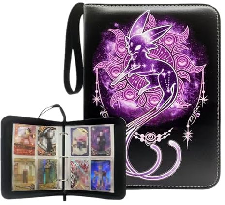Sammelkartenalbum, 400 Kartentaschen, 50 Seiten, Wasserdichtes PU-Material, Tragbar, Schwarz (Lila)