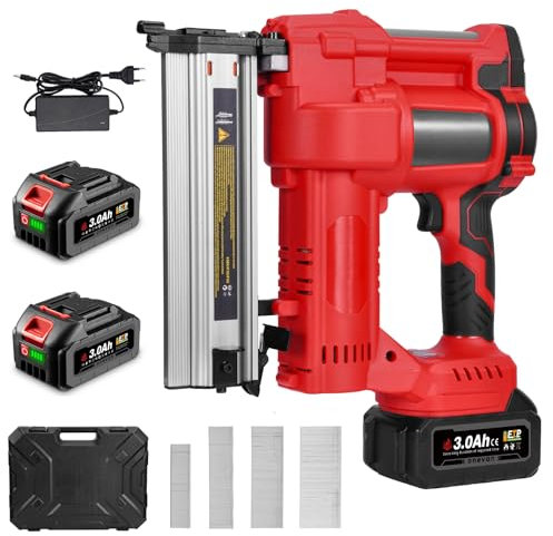 ONEVAN Pistolet Cloueur Agrafeuse Sans Fil 20V (2 en 1), Professional Cloueu, 2 Bat. 3Ah & Coffret, Clous 15-50mm, Agrafes 10-40mm, Lumière LED, Pro/Bricoleur