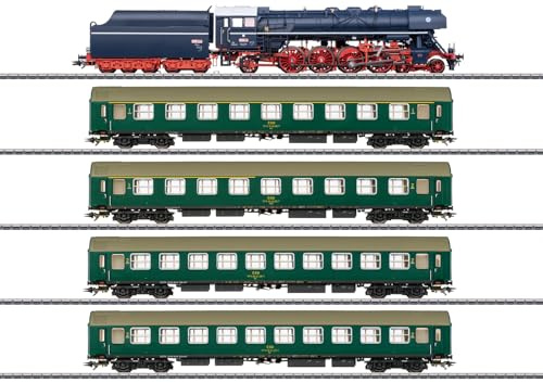 Märklin H0 - Train de musée (locomotive à vapeur « Albatros » avec quatre voitures de personnes) - Décodeur numérique mfx+ - Son, lumière et fumée - Construction en métal filigrane - Époque VI - 26498