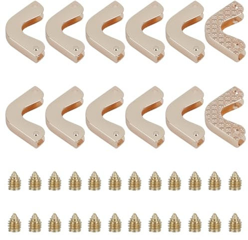 OLYCRAFT 12pz Protezione per Angoli di Borsa in Metallo Protezione per Angoli Cavi per Borse Decorazione per Angolo di Borsa con Viti Protezioni per Borse Portafogli Libri e Cornici Foto Decorazione