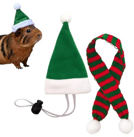 Yonuaret Chapeaux pour Poules Costume - Tenue de Père Noël pour Animaux de Ferme | Écharpe et Mini Bonnet Santa Ajustable pour Animaux,pour Canard Lapin Chat Perroquet Chiot Ferme