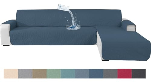 Ystyle Fodera per Divano Angolare A 2 Posti, Copridivano Natalizio Angolo con Braccioli, Rivestimento Protezione Impermeabile Antiscivolo AntiGraffio, Copertura Gatto Cani (210 CM, Blu Berlino)