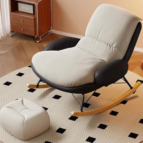 Sedia a dondolo reclinabile con poggiapiedi, per soggiorno, camera da letto, balcone, comoda poltrona lounge per relax e tempo libero, elegante e funzionale