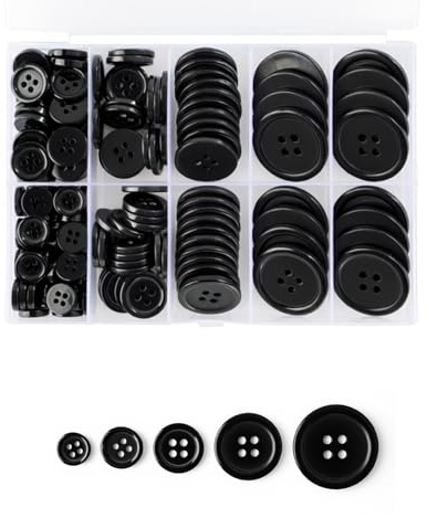 160 botones negros para coser, botones negros de tela, botones de patente para coser, botones de costura para abrigo, ropa, camisas, botones de chaqueta