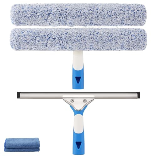 Mitclear Window Cleaning Kit 14IN Squeegee & Scrubber for Shower Glass Car
