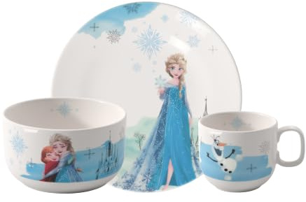 Villeroy & Boch – Disney Frozen barnservis 3 delar, tål maskindisk och mikrovågsugn, servis för barn, premiumporslin