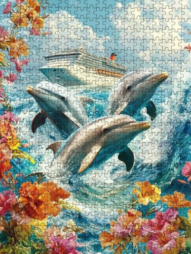 Puzzle 3000 Pièces, Dauphins Marins Puzzle Adulte 3000, Impossible Classique Jigsaw, Jigsaws en Bois, Familial Puzzles Jeu de, pour Jeu Éducatif Défi Jouets, Décoration Murale Cadeau BXHZW5-317