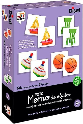 Diset, Memo Photo Objects, Juego Educativo de Memoria Visual para niños a Partir de 3 años, Multicolor