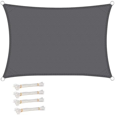 WOLTU Sonnensegel Rechteck 4x6m Grau wasserabweisend Sonnenschutz Polyester Windschutz mit UV Schutz für Garten Terrasse Camping