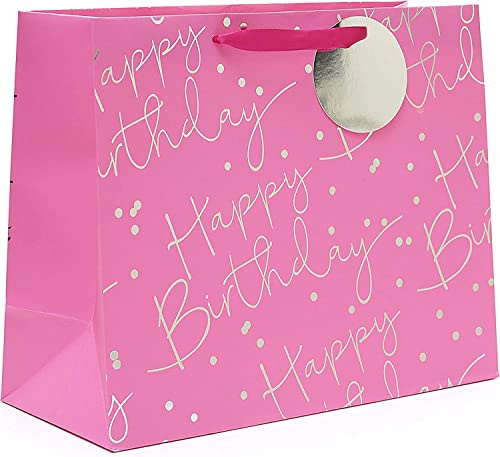 UK Greetings | Large Birthday Gift Bag | Pink & Silver Design