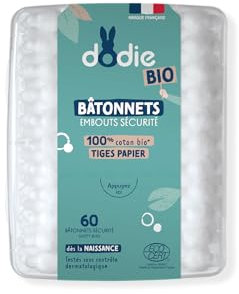 Dodie Wattestäbchen für Babys, Bio, ab der Geburt, 60 Stück