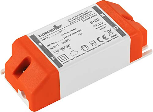 Poppstar LED Trafo Transformator 230V AC / 24V DC 0,625A für 0,15 bis 15 Watt LEDs