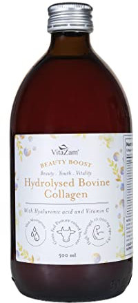 VitaZam Bovine Collagen Liquid 10000mg with Hyaluronic Acid, Silica, Biotin, Vitamin C, Vitamin B12, Healthy Skin, Hair, Nails, Joints, Liquid Collagen for Women & Men
