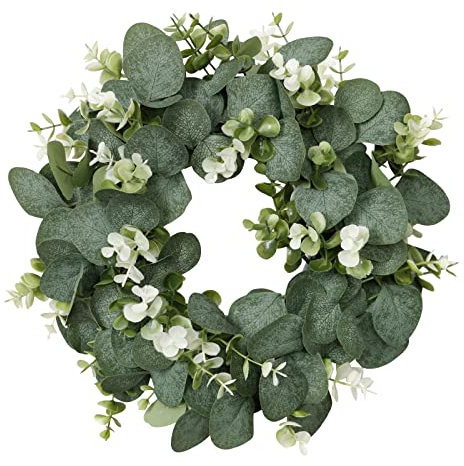 SOMYTING Künstliche Eukalyptus Kranz 30cm Grün Türkranz Wandkranz Plastik Kranz Easter Deko künstliche Pflanzengirlande Wandbehang Zubehör Sommer-Kränze für Haustür Fenster Heimdekoration