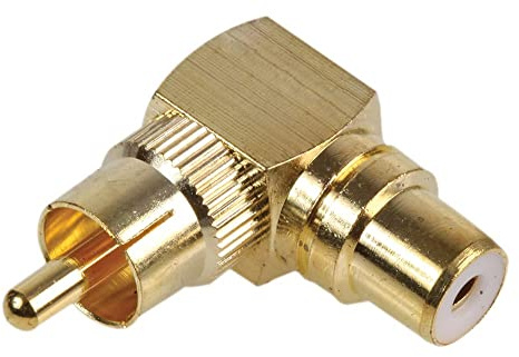 PRO SIGNAL Right Angle RCA Phono Socket to Plug Adaptor – Gold Plated