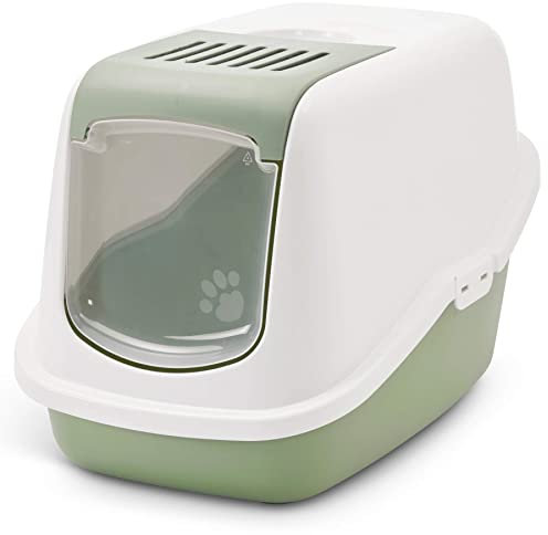 Moderne Katzentoilette Katzenklo Haubentoilette Nestor Weiss-hellgrün 56 x 39 x 38,5 cm