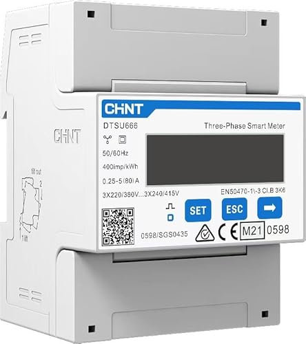 Solarsys Chint DTSU666, Dreiphasen-Elektrozähler, 3 Phasen Smart Meter mit MID-Zertifikat, für die Stromrechnung, PV-Solar-System, Ladegerät für Elektroautos